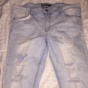 Plus size distressed jeans